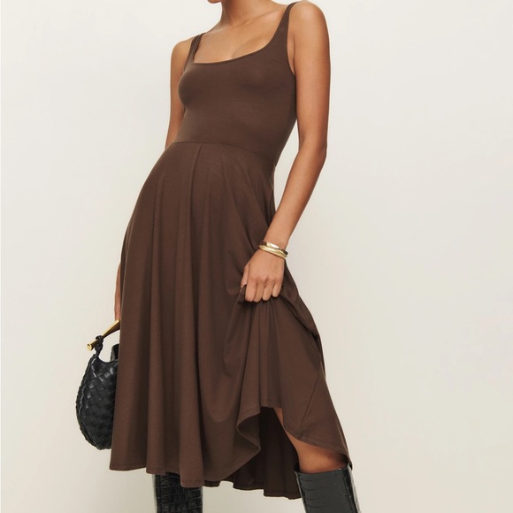 rou knit dress reformation Reformation Rou Midi Fit & Flare Dress in Black